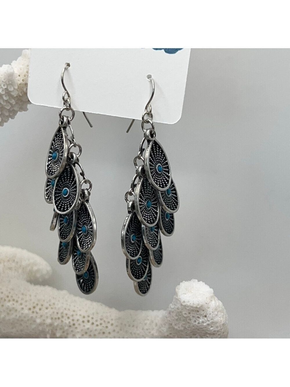 Baubles Silver Blue Dangle Western Vibe Earrings